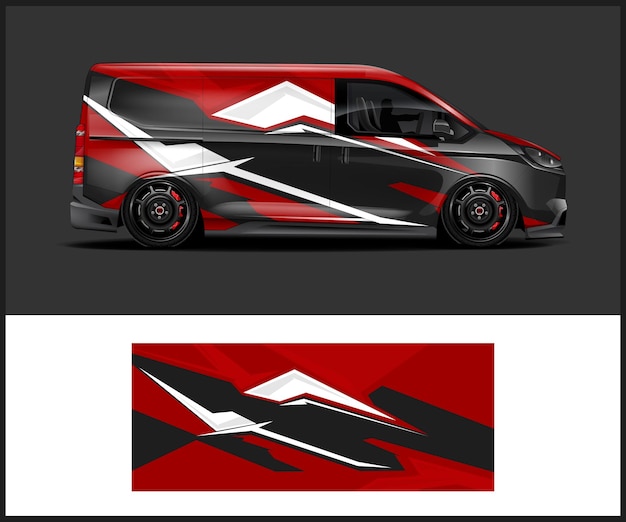 Diseño vectorial de envoltura de adhesivas para coches de carreras Diseño de envoltura para coches deportivos