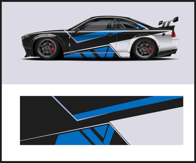 Diseño vectorial de envoltura de adhesivas para coches de carreras Diseño de envoltura para coches deportivos