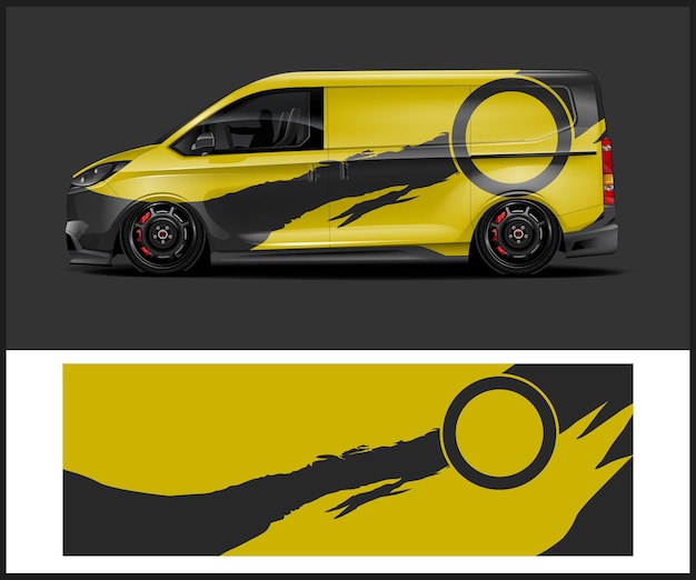 Diseño vectorial de envoltura de adhesivas para coches de carreras Diseño de envoltura para coches deportivos