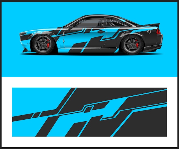 Diseño vectorial de envoltura de automóviles con librea de fondo para furgoneta