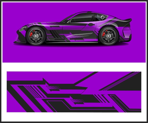 Diseño vectorial de envoltura de automóviles con librea de fondo para furgoneta