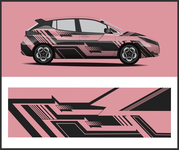 Diseño vectorial de envoltura de automóviles con librea de fondo para furgoneta