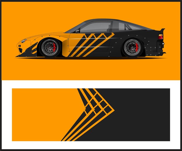 Diseño vectorial de envoltura de automóviles con librea de fondo para furgoneta
