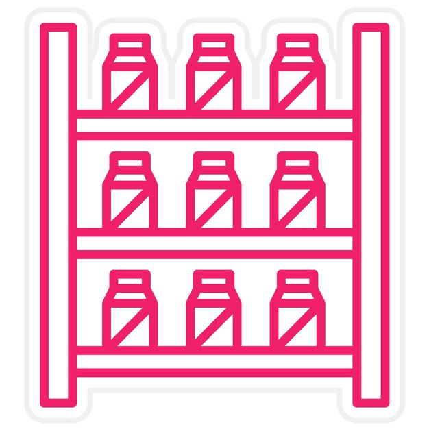 Diseño vectorial de estanterías bien abastecidas Estilo de icono