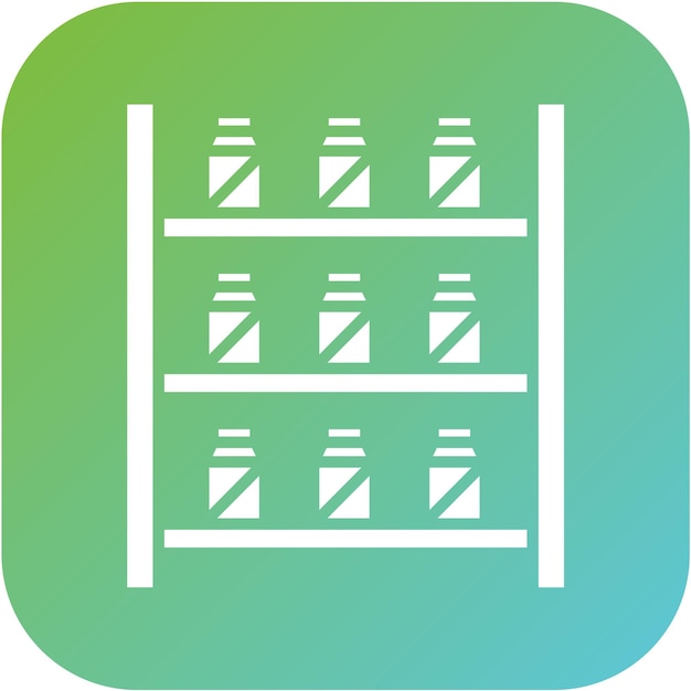 Diseño vectorial de estanterías bien abastecidas Estilo de icono