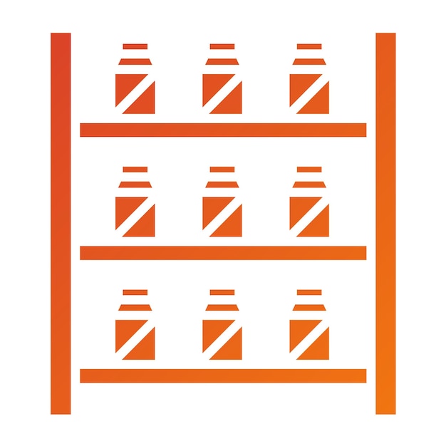 Diseño vectorial de estanterías bien abastecidas Estilo de icono