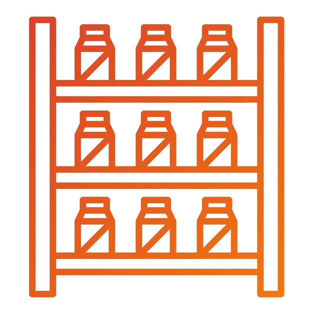 Diseño vectorial de estanterías bien abastecidas Estilo de icono
