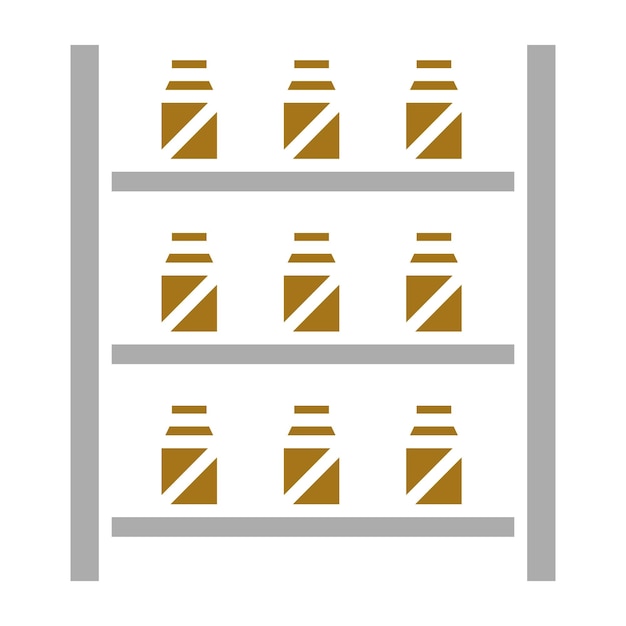 Diseño vectorial de estanterías bien abastecidas Estilo de icono