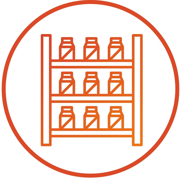 Diseño vectorial de estanterías bien abastecidas Estilo de icono