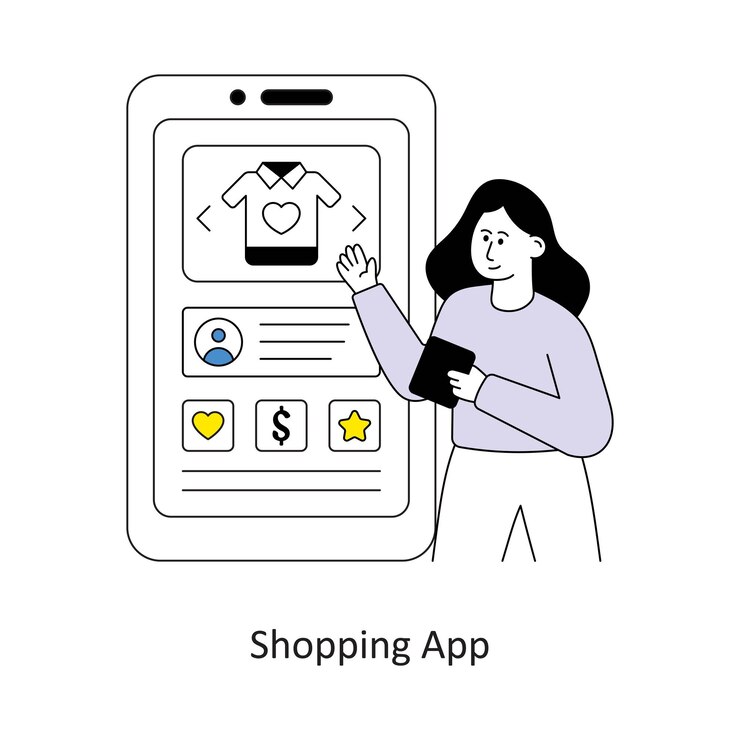Vector diseño vectorial de estilo de compra de aplicaciones ilustraciones de stock