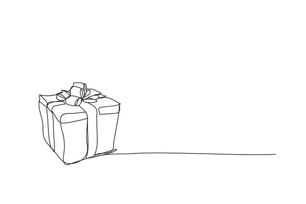 Diseño vectorial de estilo de dibujo de la línea de la caja de regalo