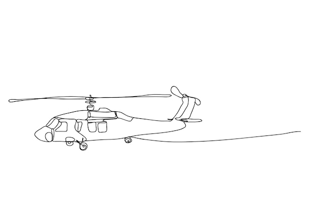 Diseño vectorial de estilo de dibujo de línea de helicóptero