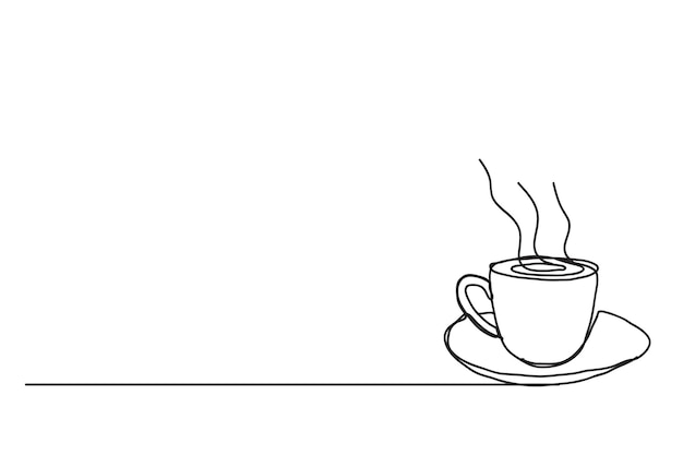 diseño vectorial de estilo de dibujo de línea de taza de café
