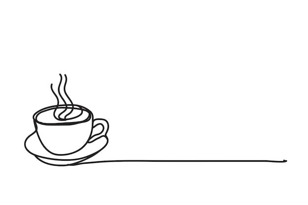 diseño vectorial de estilo de dibujo de línea de taza de café