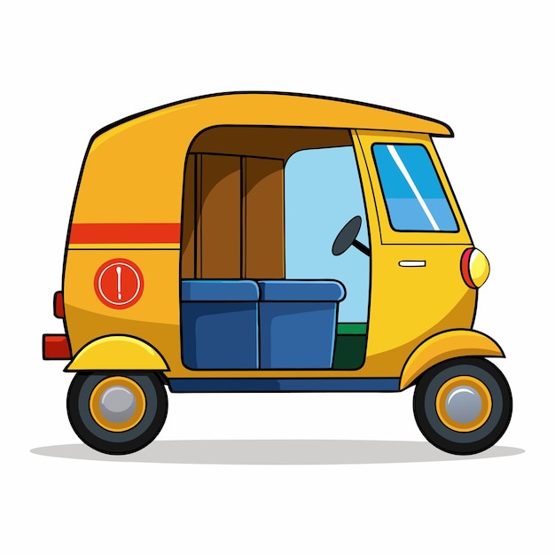 Diseño vectorial de estilo de dibujos animados de Auto Rickshaw