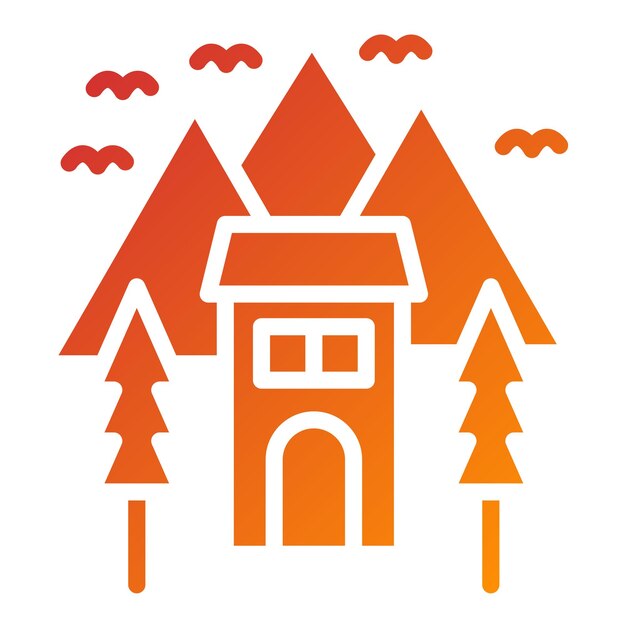 Diseño vectorial Estilo icónico de la estación de esquí
