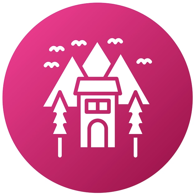 Diseño vectorial Estilo icónico de la estación de esquí
