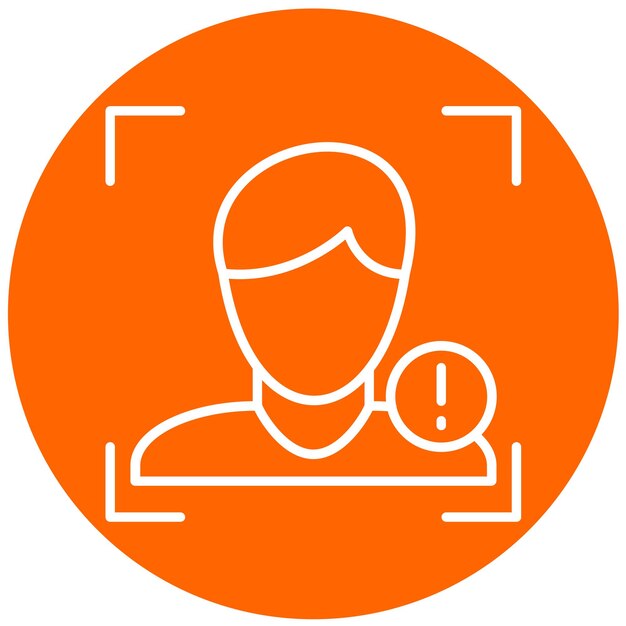 Diseño vectorial Estilo del icono de advertencia de detección de rostros