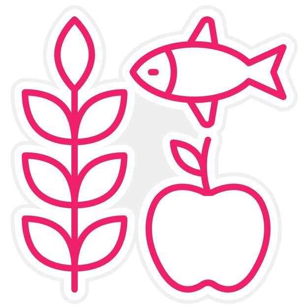 Diseño vectorial Estilo de icono de alimentos de origen local