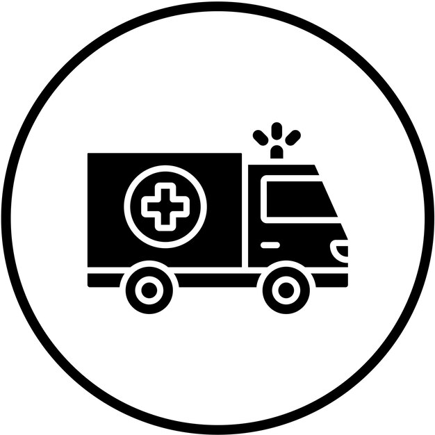 Diseño vectorial del estilo del icono de la ambulancia