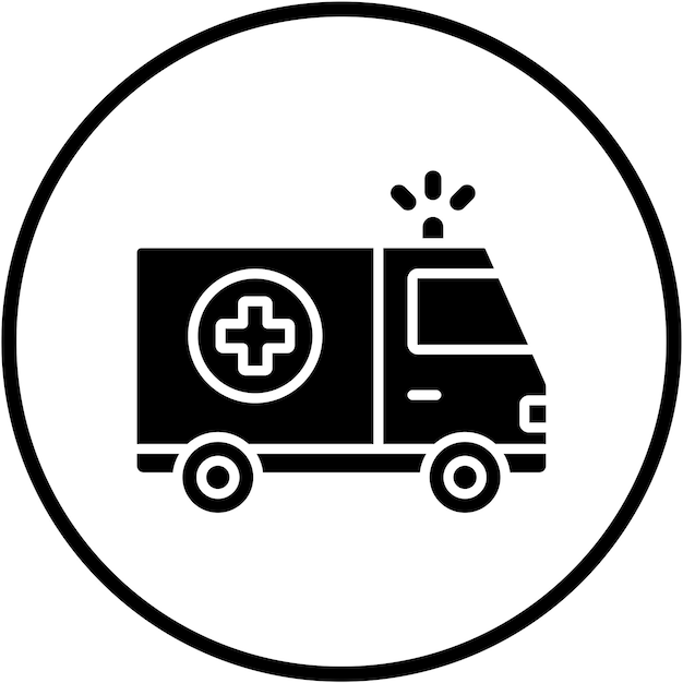 Diseño vectorial del estilo del icono de la ambulancia