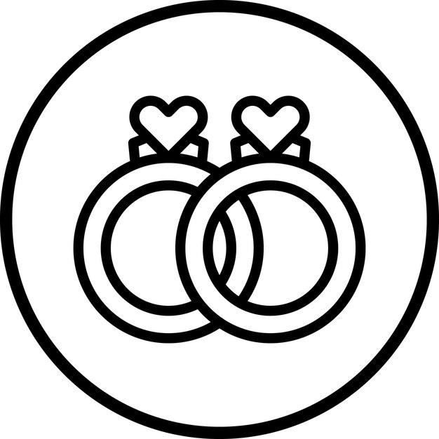 Diseño vectorial del estilo del icono del anillo de bodas