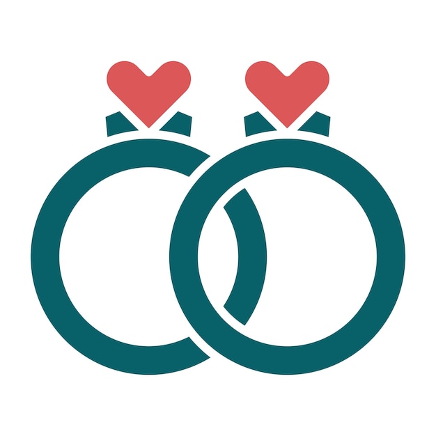 Diseño vectorial del estilo del icono del anillo de bodas