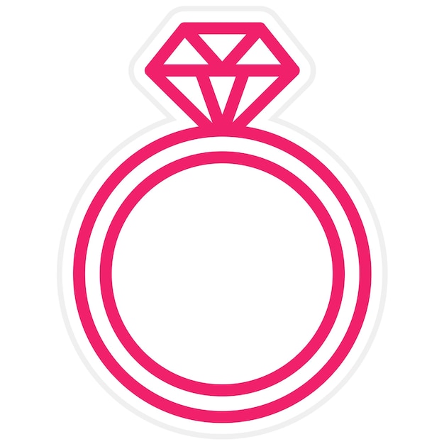 Diseño vectorial del estilo del icono del anillo de diamante