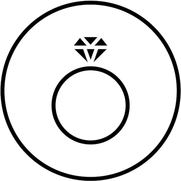 Diseño vectorial del estilo del icono del anillo de diamante