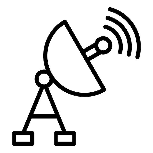 Diseño vectorial estilo del icono de la antena de satélite