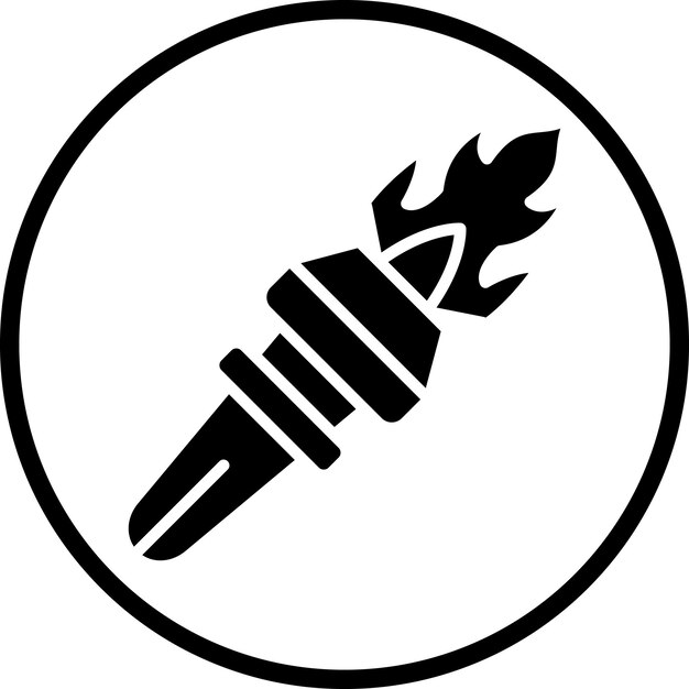 Diseño vectorial Estilo del icono de la antorcha de fuego