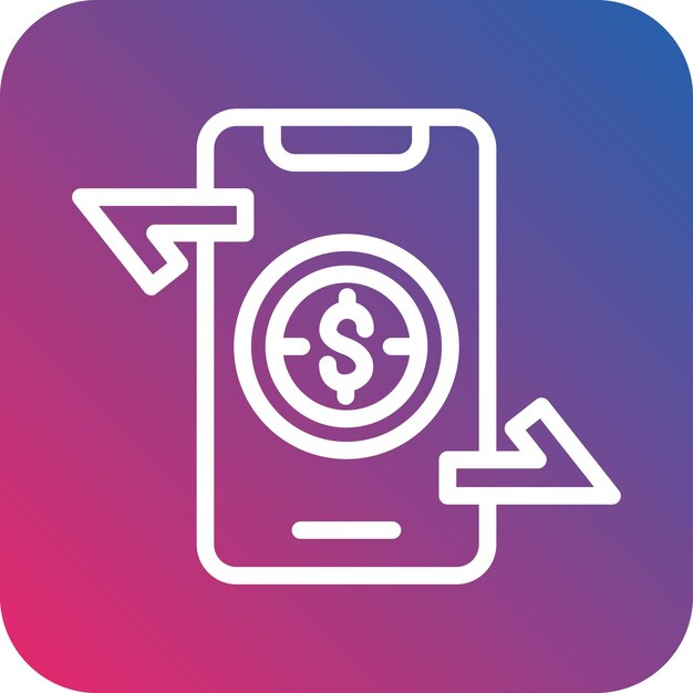 Diseño vectorial Estilo del icono de la aplicación de transferencia de dinero