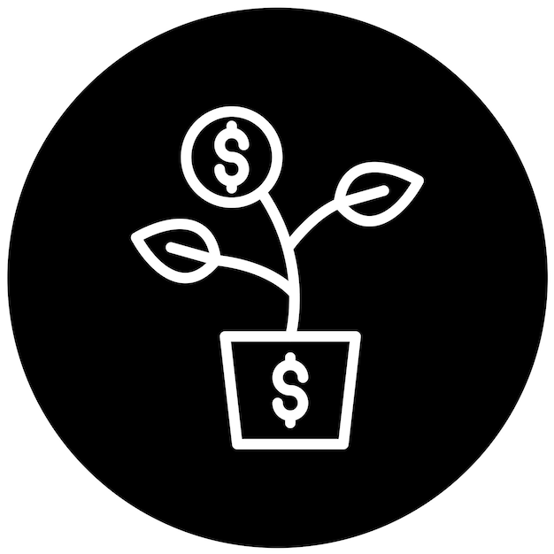 Diseño vectorial Estilo del icono del árbol de dinero
