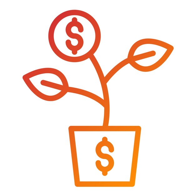 Diseño vectorial Estilo del icono del árbol de dinero
