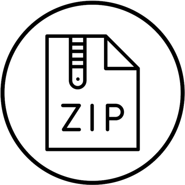 Diseño vectorial Estilo de icono del archivo Zip