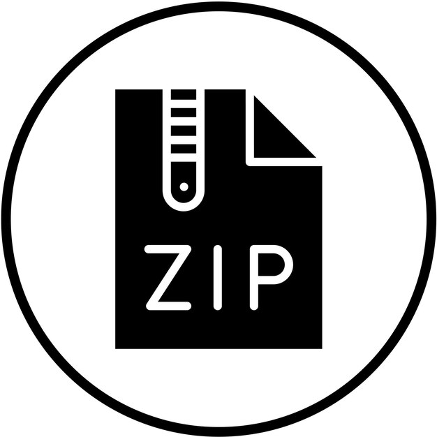 Diseño vectorial Estilo de icono del archivo Zip