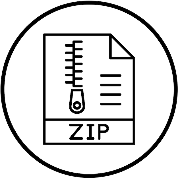 Diseño vectorial Estilo de icono del archivo Zip