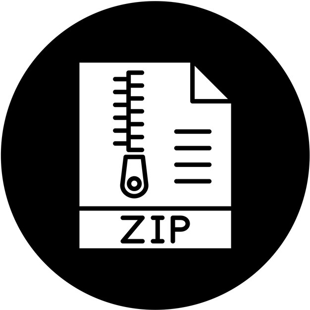 Diseño vectorial Estilo de icono del archivo Zip