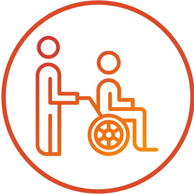 Diseño vectorial Estilo del icono de asistencia para sillas de ruedas