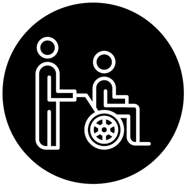 Diseño vectorial Estilo del icono de asistencia para sillas de ruedas