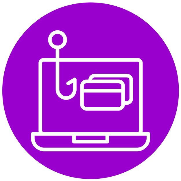 Diseño vectorial del estilo del icono de ataque de phishing