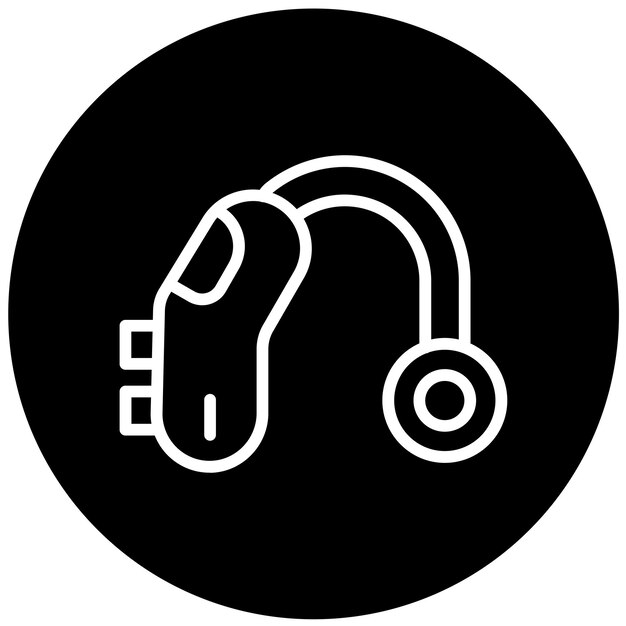 Diseño vectorial del estilo del icono del audífono