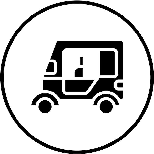 Diseño vectorial del estilo del icono del auto rickshaw