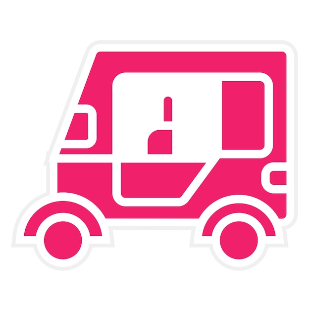 Diseño vectorial del estilo del icono del auto rickshaw