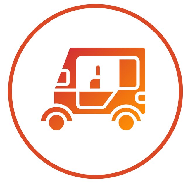 Diseño vectorial del estilo del icono del auto rickshaw