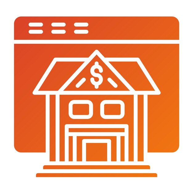 Diseño vectorial del estilo del icono de banca por Internet