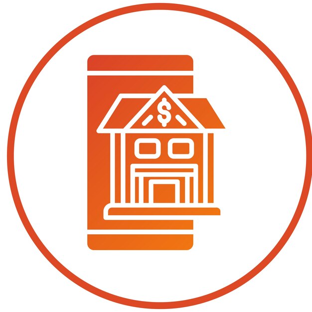 Diseño vectorial Estilo del icono de la banca móvil