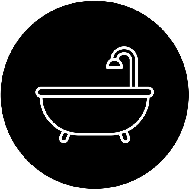 Diseño vectorial del estilo del icono de la bañera