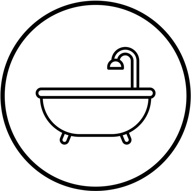 Diseño vectorial del estilo del icono de la bañera