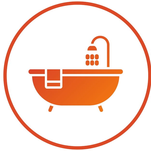 Diseño vectorial del estilo del icono de la bañera
